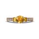 1 - Valene Citrine Three Stone with Side Diamond Ring 