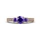 1 - Valene Iolite Three Stone with Side Diamond Ring 