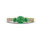 1 - Valene Emerald Three Stone with Side Diamond Ring 