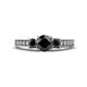 1 - Valene Black Diamond Three Stone with Side White Diamond Ring 