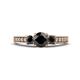 1 - Valene Black Diamond Three Stone with Side White Diamond Ring 