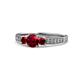 1 - Valene Ruby Three Stone with Side Diamond Ring 