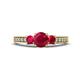 1 - Valene Ruby Three Stone with Side Diamond Ring 