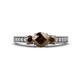 1 - Valene Smoky Quartz Three Stone with Side Diamond Ring 