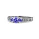 1 - Valene Tanzanite Three Stone with Side Diamond Ring 