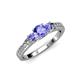 2 - Valene Tanzanite Three Stone with Side Diamond Ring 