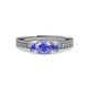 3 - Valene Tanzanite Three Stone with Side Diamond Ring 