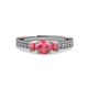3 - Valene Pink Tourmaline Three Stone with Side Diamond Ring 