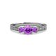 3 - Valene Amethyst Three Stone with Side Diamond Ring 