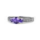 1 - Valene Iolite Three Stone with Side Diamond Ring 