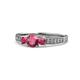 1 - Valene Rhodolite Garnet Three Stone with Side Diamond Ring 
