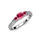 2 - Valene Rhodolite Garnet Three Stone with Side Diamond Ring 
