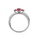 4 - Valene Rhodolite Garnet Three Stone with Side Diamond Ring 