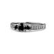 1 - Valene Black Diamond Three Stone with Side White Diamond Ring 