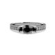 3 - Valene Black Diamond Three Stone with Side White Diamond Ring 