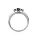 4 - Valene Black Diamond Three Stone with Side White Diamond Ring 