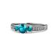 1 - Valene London Blue Topaz Three Stone with Side Diamond Ring 