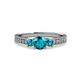 3 - Valene London Blue Topaz Three Stone with Side Diamond Ring 