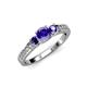 2 - Valene Iolite Three Stone with Side Diamond Ring 