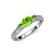 2 - Valene Peridot Three Stone with Side Diamond Ring 