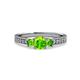 3 - Valene Peridot Three Stone with Side Diamond Ring 