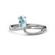 1 - Naysa Bold 0.84 ctw Aquamarine Oval Shape (7x5 mm) & Side Natural Diamond Round (1.30 mm) Promise Ring 