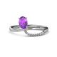 1 - Naysa Bold 0.84 ctw Amethyst Oval Shape (7x5 mm) & Side Natural Diamond Round (1.30 mm) Promise Ring 