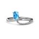 1 - Naysa Bold 1.12 ctw Blue Topaz Oval Shape (7x5 mm) & Side Natural Diamond Round (1.30 mm) Promise Ring 