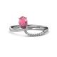 1 - Naysa Bold 1.12 ctw Rhodolite Garnet Oval Shape (7x5 mm) & Side Natural Diamond Round (1.30 mm) Promise Ring 