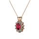 2 - Megan Ruby and Diamond Floral Halo Pendant 