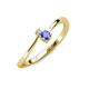 3 - Lucie 4.10 mm Bold Round Tanzanite and Diamond 2 Stone Promise Ring 