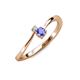 3 - Lucie 4.10 mm Bold Round Tanzanite and Diamond 2 Stone Promise Ring 