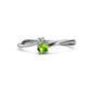 1 - Lucie 4.10 mm Bold Round Peridot and Diamond 2 Stone Promise Ring 