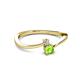 2 - Lucie 4.10 mm Bold Round Peridot and Diamond 2 Stone Promise Ring 
