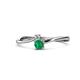 1 - Lucie 4.10 mm Bold Round Emerald and Diamond 2 Stone Promise Ring 