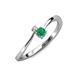 3 - Lucie 4.10 mm Bold Round Emerald and Diamond 2 Stone Promise Ring 