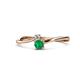 1 - Lucie 4.10 mm Bold Round Emerald and Diamond 2 Stone Promise Ring 