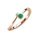 3 - Lucie 4.10 mm Bold Round Emerald and Diamond 2 Stone Promise Ring 