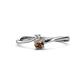 1 - Lucie 4.10 mm Bold Round Smoky Quartz and Diamond 2 Stone Promise Ring 