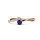 1 - Lucie 4.10 mm Bold Round Blue Sapphire and Diamond 2 Stone Promise Ring 