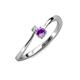 3 - Lucie 4.10 mm Bold Round Amethyst and Diamond 2 Stone Promise Ring 