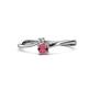 1 - Lucie 4.10 mm Bold Round Rhodolite Garnet and Diamond 2 Stone Promise Ring 