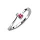 3 - Lucie 4.10 mm Bold Round Rhodolite Garnet and Diamond 2 Stone Promise Ring 