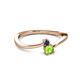 2 - Lucie 4.10 mm Bold Round Blue Sapphire and Peridot 2 Stone Promise Ring 
