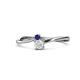 1 - Lucie 4.10 mm Bold Round Blue and White Sapphire 2 Stone Promise Ring 