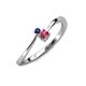 3 - Lucie 4.10 mm Bold Round Blue Sapphire and Rhodolite Garnet 2 Stone Promise Ring 