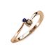 3 - Lucie 4.10 mm Bold Round Blue Sapphire and Smoky Quartz 2 Stone Promise Ring 