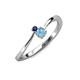 3 - Lucie 4.10 mm Bold Round Blue Sapphire and Blue Topaz 2 Stone Promise Ring 