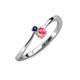 3 - Lucie 4.10 mm Bold Round Blue Sapphire and Pink Tourmaline 2 Stone Promise Ring 