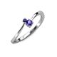 3 - Lucie 4.10 mm Bold Round Blue Sapphire and Iolite 2 Stone Promise Ring 
